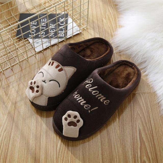 Women Winter Home Slippers Cat Shoes Soft Winter Warm House Slippers Indoor Bedroom Couples Slippers Super Soft Lightweight Bedroom Shoes Waterproof Rubber Sole Indoor Outdoor For Women