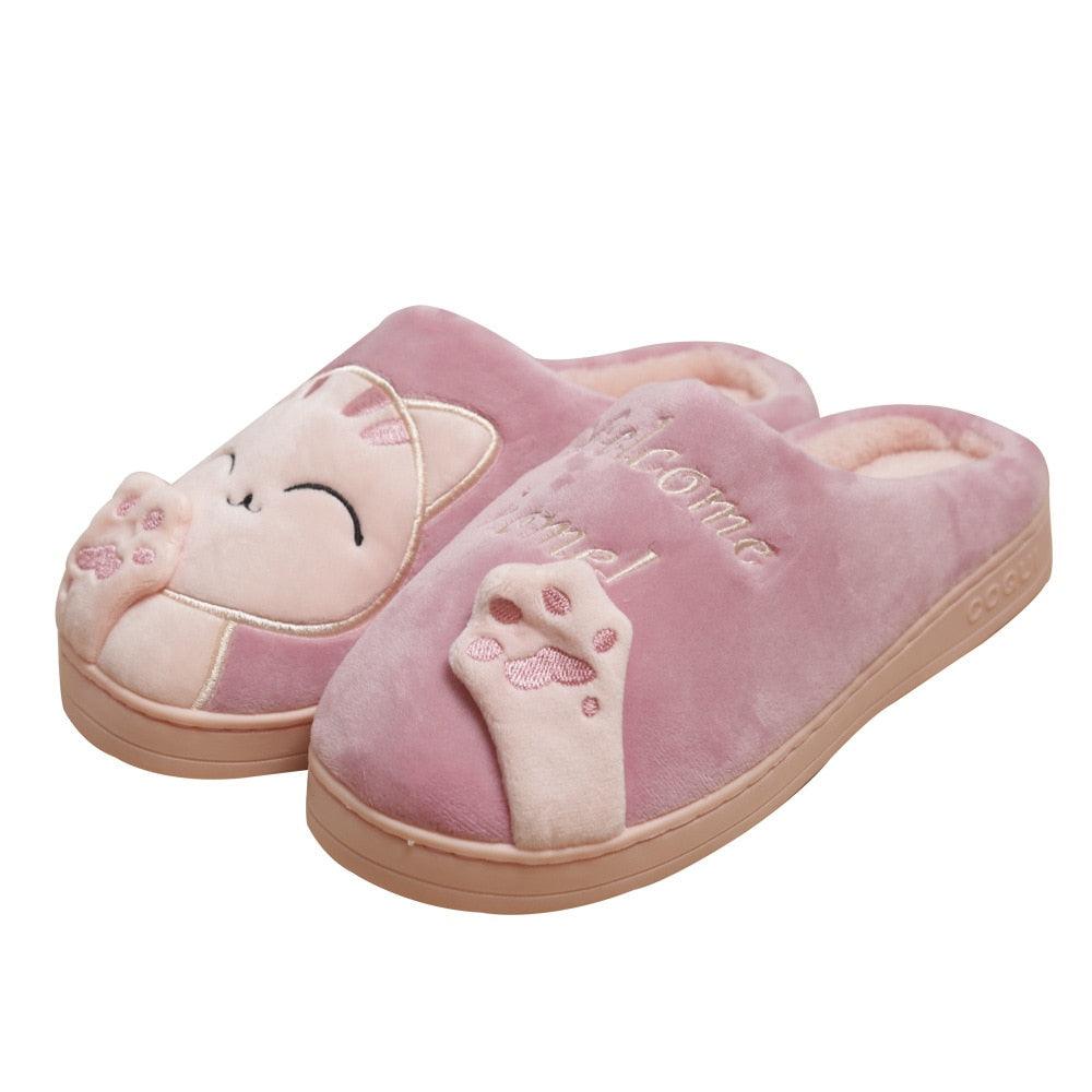 Women Winter Home Slippers Cat Shoes Soft Winter Warm House Slippers Indoor Bedroom Couples Slippers Super Soft Lightweight Bedroom Shoes Waterproof Rubber Sole Indoor Outdoor For Women