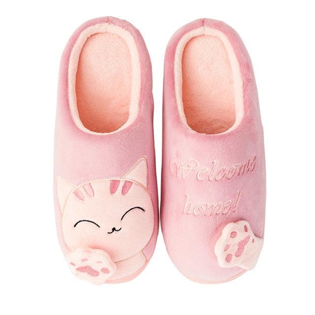 Women Winter Home Slippers Cat Shoes Soft Winter Warm House Slippers Indoor Bedroom Couples Slippers Super Soft Lightweight Bedroom Shoes Waterproof Rubber Sole Indoor Outdoor For Women