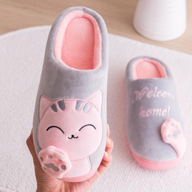 Women Winter Home Slippers Cat Shoes Soft Winter Warm House Slippers Indoor Bedroom Couples Slippers Super Soft Lightweight Bedroom Shoes Waterproof Rubber Sole Indoor Outdoor For Women