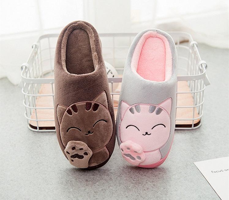 Women Winter Home Slippers Cat Shoes Soft Winter Warm House Slippers Indoor Bedroom Couples Slippers Super Soft Lightweight Bedroom Shoes Waterproof Rubber Sole Indoor Outdoor For Women