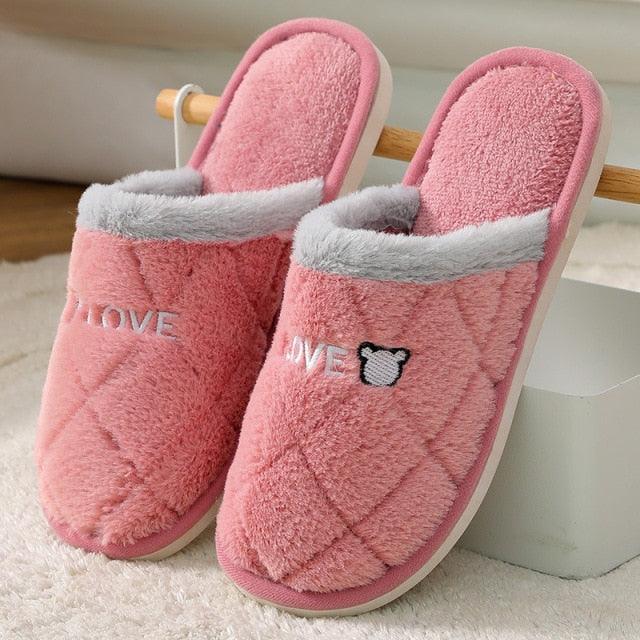 Women Winter Home Slippers Cute Shoes Non-Slip Soft Winter Warm Slipper Indoor Bedroom Couples Floor Shoes Women's House Slippers Indoor Memory Foam Cotton-Blend Knitted Autumn Winter Slippers