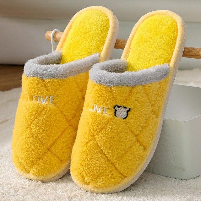 Women Winter Home Slippers Cute Shoes Non-Slip Soft Winter Warm Slipper Indoor Bedroom Couples Floor Shoes Women's House Slippers Indoor Memory Foam Cotton-Blend Knitted Autumn Winter Slippers