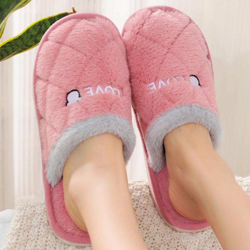 Women Winter Home Slippers Cute Shoes Non-Slip Soft Winter Warm Slipper Indoor Bedroom Couples Floor Shoes Women's House Slippers Indoor Memory Foam Cotton-Blend Knitted Autumn Winter Slippers