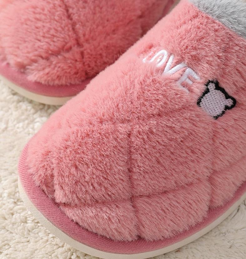 Women Winter Home Slippers Cute Shoes Non-Slip Soft Winter Warm Slipper Indoor Bedroom Couples Floor Shoes Women's House Slippers Indoor Memory Foam Cotton-Blend Knitted Autumn Winter Slippers