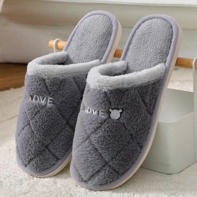 Women Winter Home Slippers Cute Shoes Non-Slip Soft Winter Warm Slipper Indoor Bedroom Couples Floor Shoes Women's House Slippers Indoor Memory Foam Cotton-Blend Knitted Autumn Winter Slippers