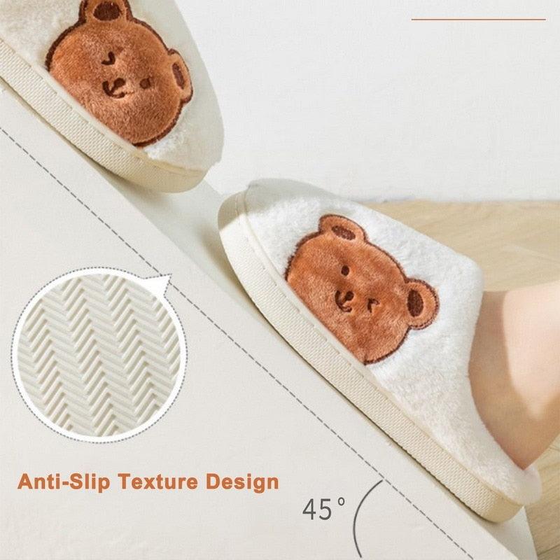 Women Winter Warm Fur Slippers Mens House Shoes Comfort Flat Heel Home Indoor Bedroom Warm Soft Cozy Fleece Lining House Slippers Memory Foam Slippers Winter Bedroom Shoes