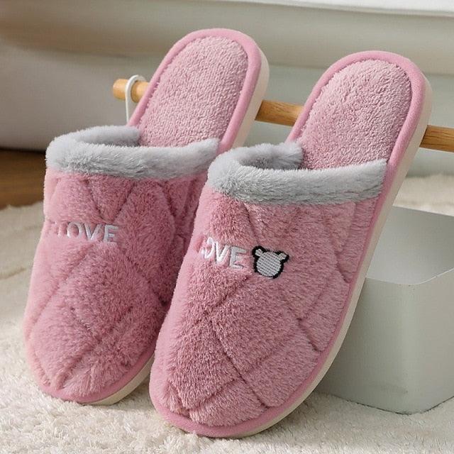 Women Winter Warm Fur Slippers Mens House Shoes Comfort Flat Heel Home Indoor Bedroom Warm Soft Cozy Fleece Lining House Slippers Memory Foam Slippers Winter Bedroom Shoes