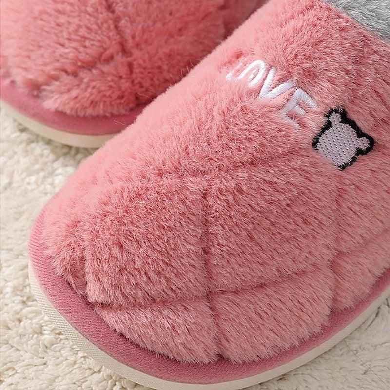 Women Winter Warm Fur Slippers Mens House Shoes Comfort Flat Heel Home Indoor Bedroom Warm Soft Cozy Fleece Lining House Slippers Memory Foam Slippers Winter Bedroom Shoes