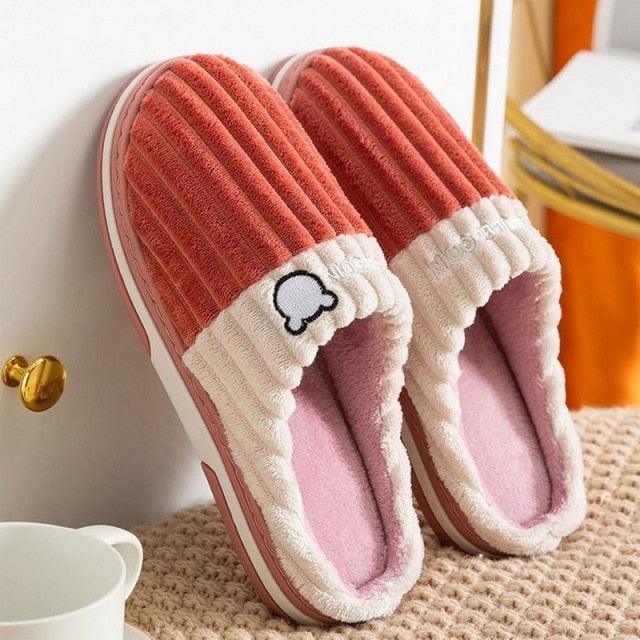 Women Winter Warm Fur Slippers Mens House Shoes Comfort Flat Heel Home Indoor Bedroom Warm Soft Cozy Fleece Lining House Slippers Memory Foam Slippers Winter Bedroom Shoes