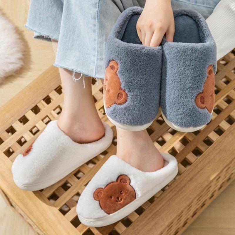 Women Winter Warm Fur Slippers Mens House Shoes Comfort Flat Heel Home Indoor Bedroom Warm Soft Cozy Fleece Lining House Slippers Memory Foam Slippers Winter Bedroom Shoes