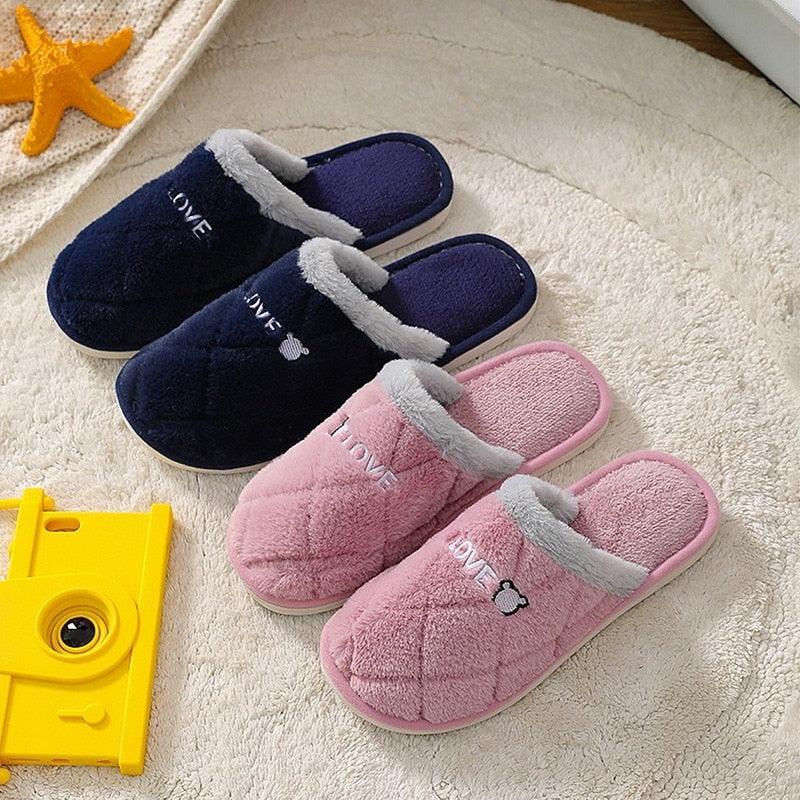 Women Winter Warm Fur Slippers Mens House Shoes Comfort Flat Heel Home Indoor Bedroom Warm Soft Cozy Fleece Lining House Slippers Memory Foam Slippers Winter Bedroom Shoes