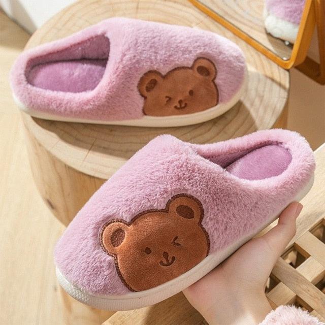 Women Winter Warm Fur Slippers Mens House Shoes Comfort Flat Heel Home Indoor Bedroom Warm Soft Cozy Fleece Lining House Slippers Memory Foam Slippers Winter Bedroom Shoes