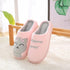 Women Winter Warm Home Slippers Couple Shoes Plush Cat Animal Slip On Soft Indoor Flats Comfort Cozy Memory Foam Scuff Slippers Slip On Warm House Shoes