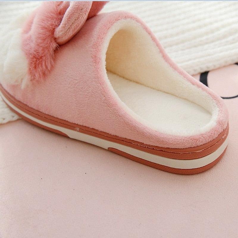 Women Winter Warm Slippers Cute Rabbit Slippers Indoor Shoes For Girls Non Slip Soft Funny Women Furry Slipper House Slippers For Women Indoor Slip On Slippers Warm Flats Shoes Soft-soled Cotton Slippers