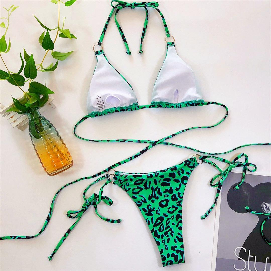 Women Wrap Around String Bikini Female Swimsuit Women Swimwear Women's Straps Halter Cross Front High Cut Adjustable 2 Pieces Bikini Set Swimsuit Two-pieces Lace Up Bikini Set Bathing Swim Suit