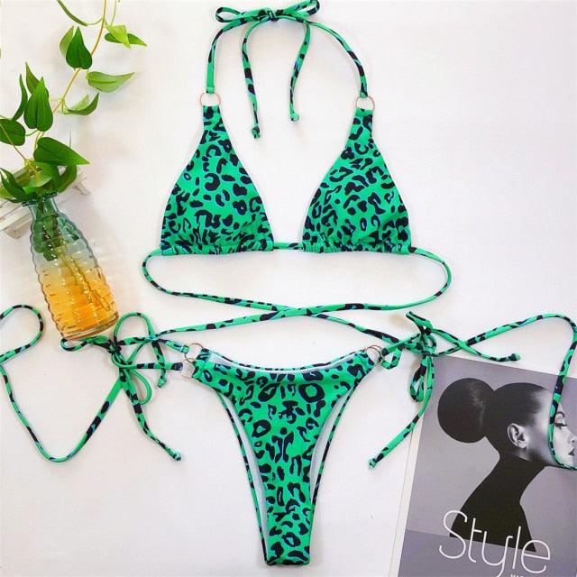 Women Wrap Around String Bikini Female Swimsuit Women Swimwear Women's Straps Halter Cross Front High Cut Adjustable 2 Pieces Bikini Set Swimsuit Two-pieces Lace Up Bikini Set Bathing Swim Suit