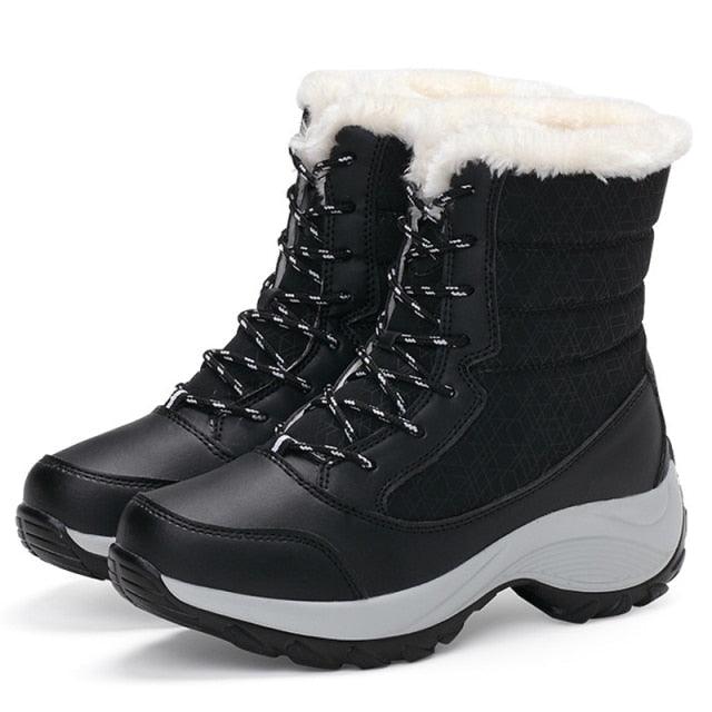 Womens Boots Waterproof Winter Shoes Snow Boots Keep Warm Ankle Winter Boots With Thick Fur Heels Women Ankle Hiking Shoes Waterproof Non Slip Warm Fur Outdoor Boots