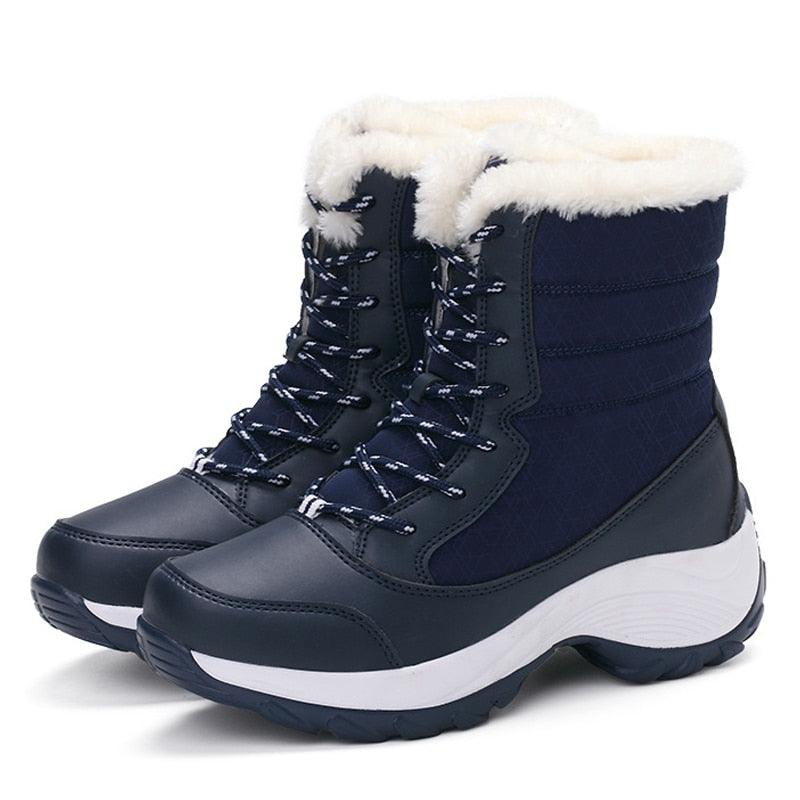 Womens Boots Waterproof Winter Shoes Snow Boots Keep Warm Ankle Winter Boots With Thick Fur Heels Women Ankle Hiking Shoes Waterproof Non Slip Warm Fur Outdoor Boots