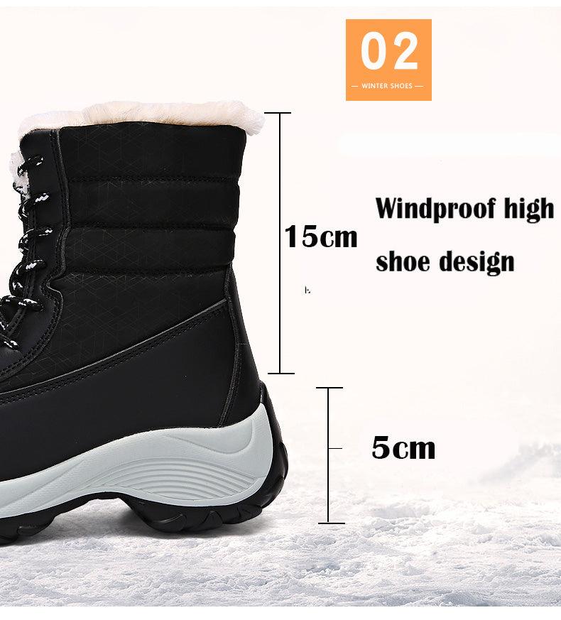 Womens Boots Waterproof Winter Shoes Snow Boots Keep Warm Ankle Winter Boots With Thick Fur Heels Women Ankle Hiking Shoes Waterproof Non Slip Warm Fur Outdoor Boots