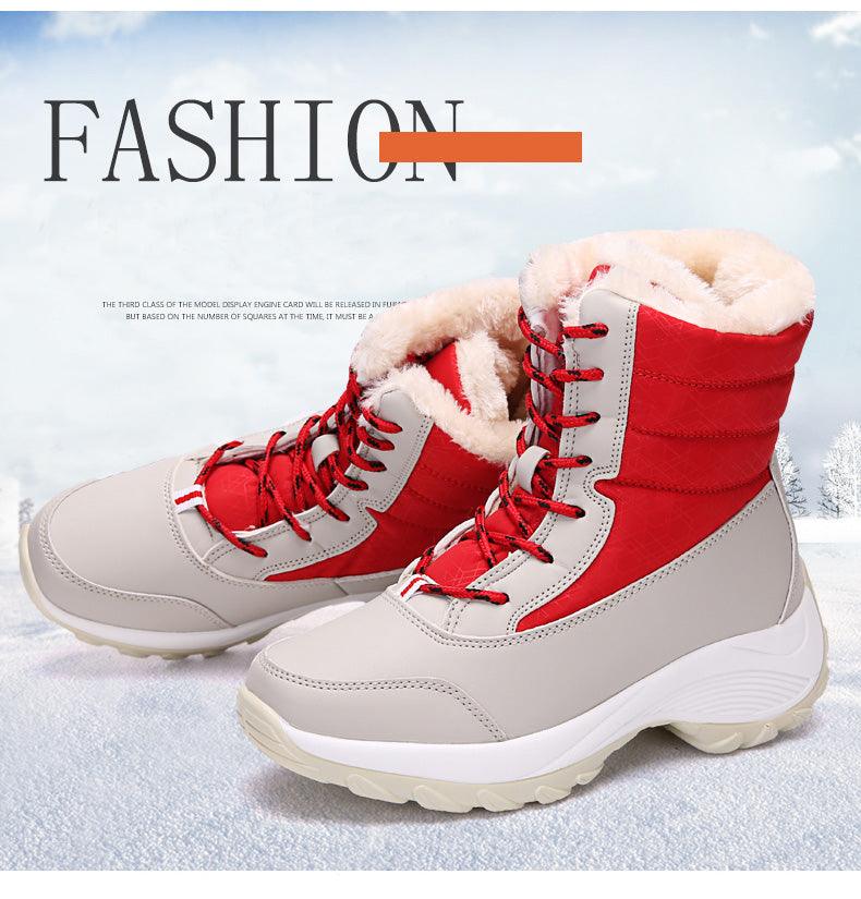 Womens Boots Waterproof Winter Shoes Snow Boots Keep Warm Ankle Winter Boots With Thick Fur Heels Women Ankle Hiking Shoes Waterproof Non Slip Warm Fur Outdoor Boots