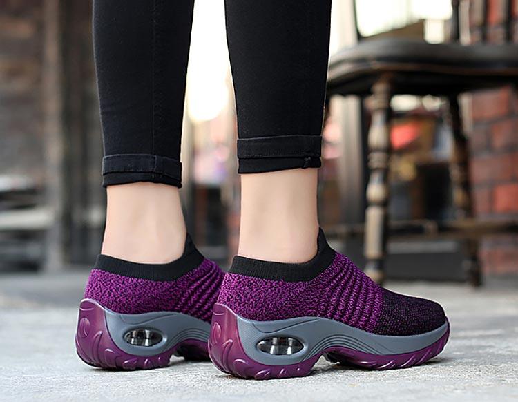 Womens Breathable Sneakers New Mesh Women Shoes Slip-On Air Cushion Casual Walking Shoes Lightweight Breathable Mesh Athletic Running Shoes Fashion Slip-on Sock Sneakers