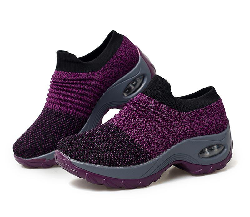 Womens Breathable Sneakers New Mesh Women Shoes Slip-On Air Cushion Casual Walking Shoes Lightweight Breathable Mesh Athletic Running Shoes Fashion Slip-on Sock Sneakers