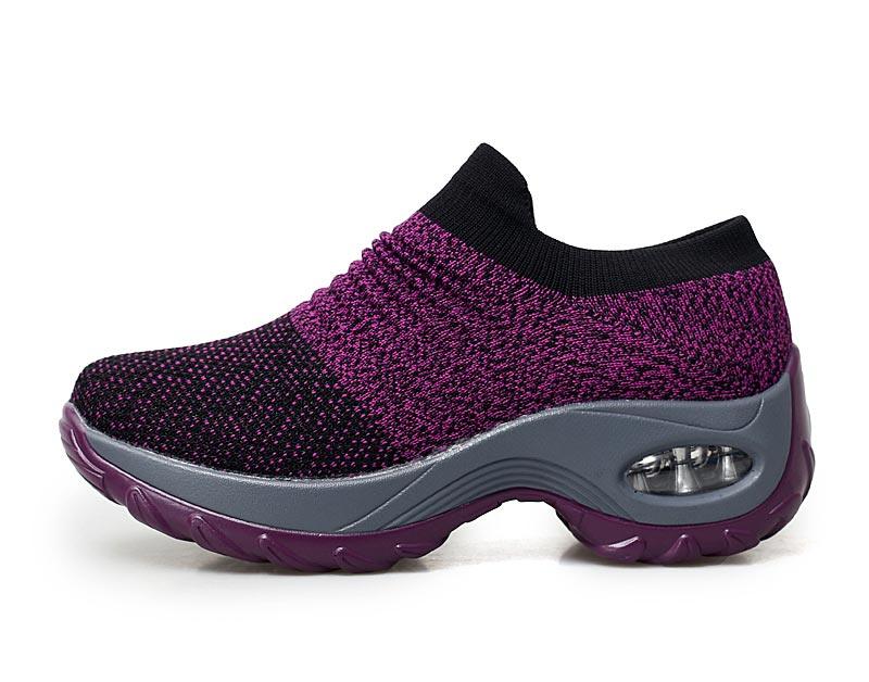 Womens Breathable Sneakers New Mesh Women Shoes Slip-On Air Cushion Casual Walking Shoes Lightweight Breathable Mesh Athletic Running Shoes Fashion Slip-on Sock Sneakers