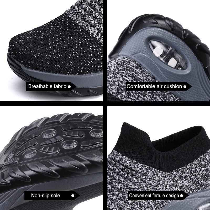 Womens Breathable Sneakers New Mesh Women Shoes Slip-On Air Cushion Casual Walking Shoes Lightweight Breathable Mesh Athletic Running Shoes Fashion Slip-on Sock Sneakers