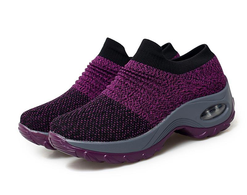 Womens Breathable Sneakers New Mesh Women Shoes Slip-On Air Cushion Casual Walking Shoes Lightweight Breathable Mesh Athletic Running Shoes Fashion Slip-on Sock Sneakers