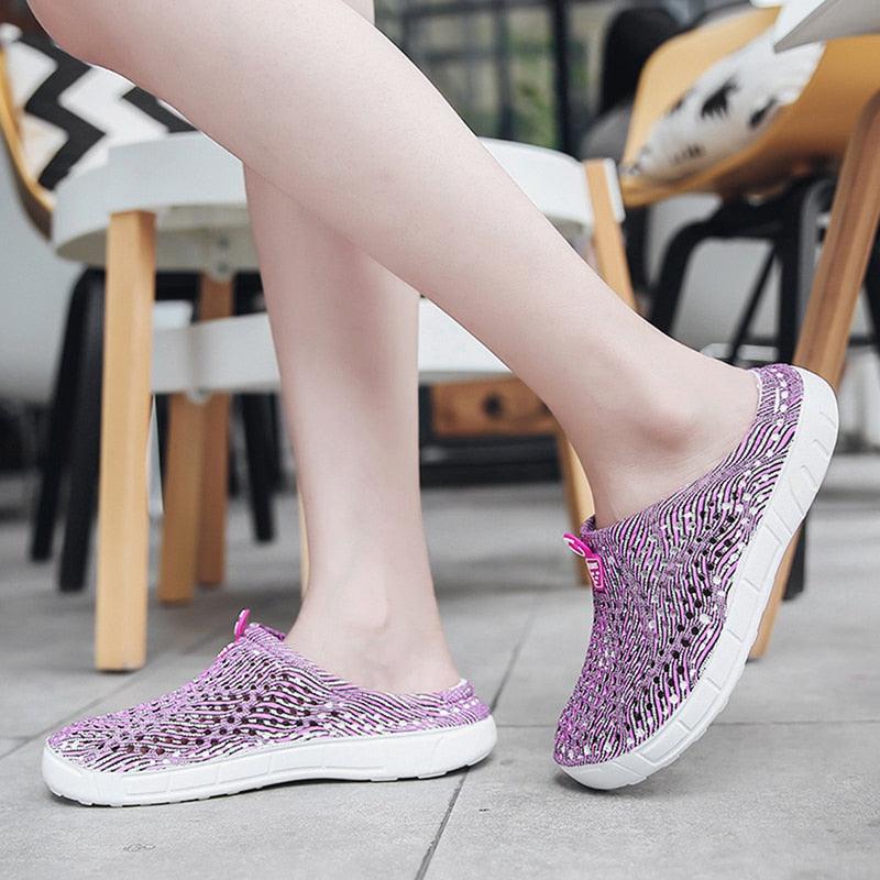 Womens Casual Clogs Breathable Beach Sandals Slippers Summer Slip On Women Flip Flops Home Shoes Breathable Water Shoes Beach Sandals Lightweight Slip-On Clogs