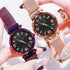 Womens Fashion Starry Sky Watches Magnet Buckle Mesh Belt Diamond Quartz Watch Women Dress Rose Gold Analog Watch Starry Sky Stainless Steel Quartz Ladies Magnetic Band Simple Fashion Gold Watches For Women