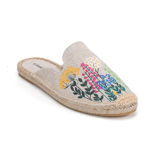 Womens Flip Flops Slippers Real Hemp Summer Rubber Floral Slides Woman Shoes Comfy House Shoes Indoor Outdoor Cozy Womens Slipper Hard Sole Orthopedic Hemp  Linen Slides Slippers