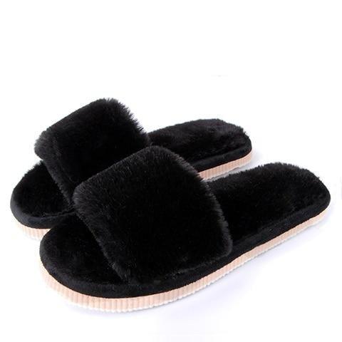 Womens Fur Slippers Winter Shoes Home Slippers Plush Women Indoor Warm Fluffy Cotton Shoes Women's Fuzzy House Memory Foam Slippers Furry Faux Fur Lined Bedroom Shoes