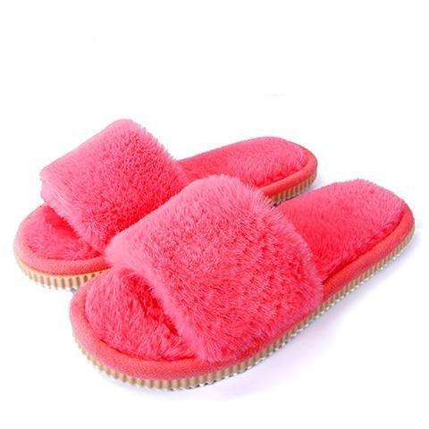 Womens Fur Slippers Winter Shoes Home Slippers Plush Women Indoor Warm Fluffy Cotton Shoes Women's Fuzzy House Memory Foam Slippers Furry Faux Fur Lined Bedroom Shoes