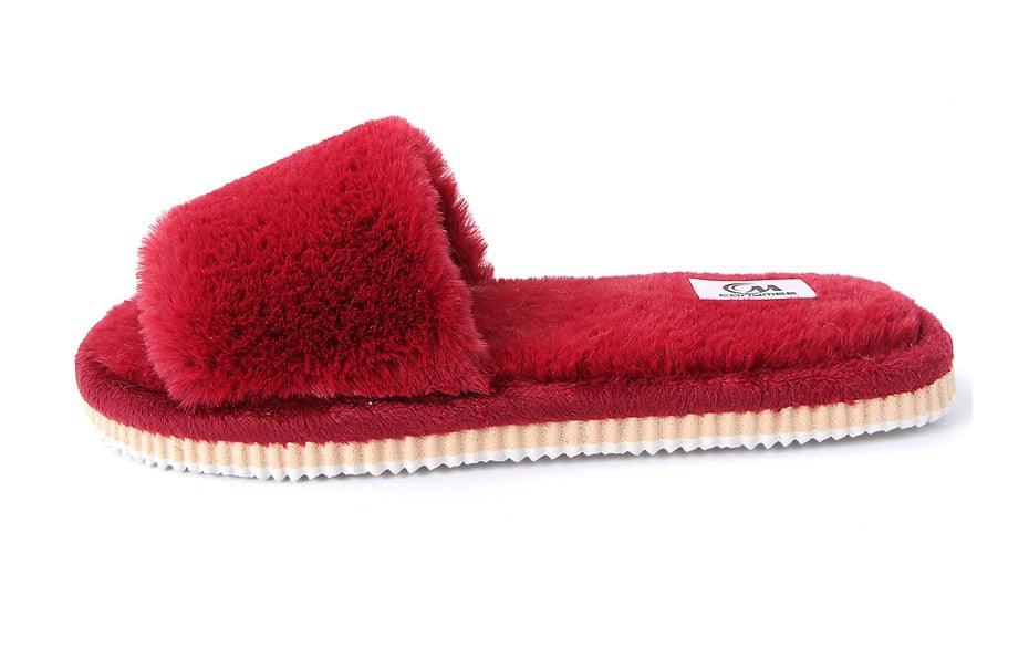 Womens Fur Slippers Winter Shoes Home Slippers Plush Women Indoor Warm Fluffy Cotton Shoes Women's Fuzzy House Memory Foam Slippers Furry Faux Fur Lined Bedroom Shoes