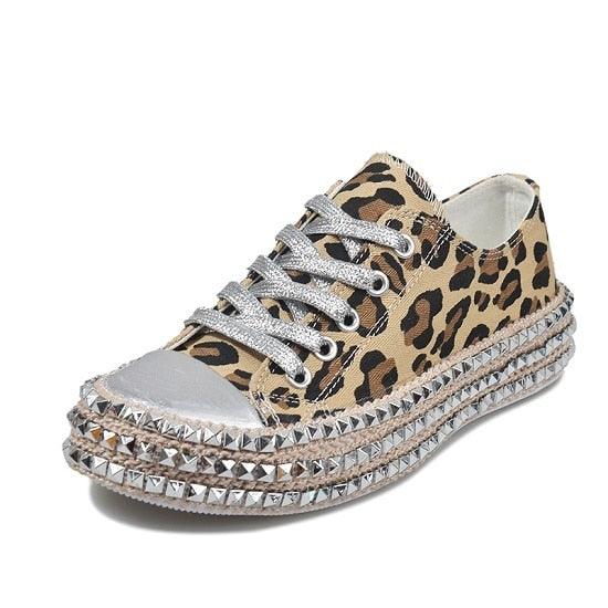 Womens Leopard Sneakers Women Canvas Shoes Leisure Lace-Up Sneakers Rhinestone Shiny Flat Charming Shoes Platform Leisure Low Sneakers - STEVVEX Shoes - 104, Casual Sports Sneakers, Casual Walking Sneakers, Casual Women Sneakers, Comfortable Women's Sneakers, Leopard Sneakers, Leopard Womens Sneakers, Luxury Sneakers, Shoes, Sneakers, Soft Women Sneakers, Sport Sneakers, Walking Sneakers, Women Shoes, Women sneakers, Womens Elegant Sneakers, Womens Fitness Sneakers, Womens Summer Sneakers - Stevvex.com