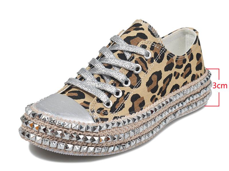 Womens Leopard Sneakers Women Canvas Shoes Leisure Lace-Up Sneakers Rhinestone Shiny Flat Charming Shoes Platform Leisure Low Sneakers - STEVVEX Shoes - 104, Casual Sports Sneakers, Casual Walking Sneakers, Casual Women Sneakers, Comfortable Women's Sneakers, Leopard Sneakers, Leopard Womens Sneakers, Luxury Sneakers, Shoes, Sneakers, Soft Women Sneakers, Sport Sneakers, Walking Sneakers, Women Shoes, Women sneakers, Womens Elegant Sneakers, Womens Fitness Sneakers, Womens Summer Sneakers - Stevvex.com