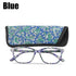 Womens Pocket Printed Reading Glasses With Matching Pouch Spring Hinge Presbyopic Reading Glasses For Women Anti Eyestrain Computer Reading TV Glasses Stylish Frame+1.0 To 4.0