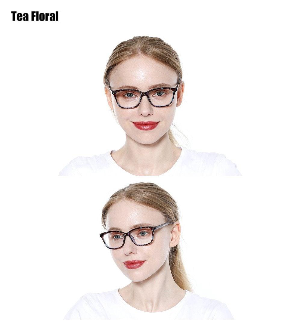 Womens Pocket Printed Reading Glasses With Matching Pouch Spring Hinge Presbyopic Reading Glasses For Women Anti Eyestrain Computer Reading TV Glasses Stylish Frame+1.0 To 4.0