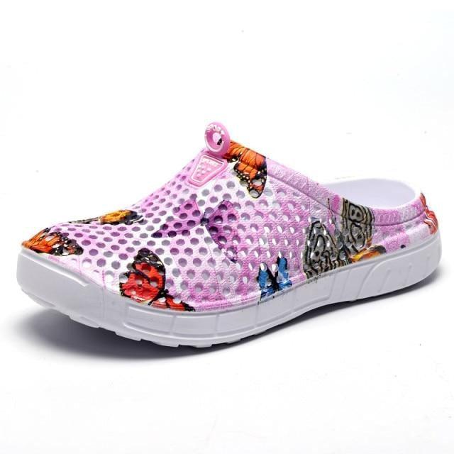 Womens Slip-On Quick Dry Water Clogs Shoes Beach Sandals Lightweight Breathable Bathroom Garden Clogs Shoes Summer Breathable Mesh Sandals Beach Footwear Anti-Slip Slippers Quick Drying Sandals