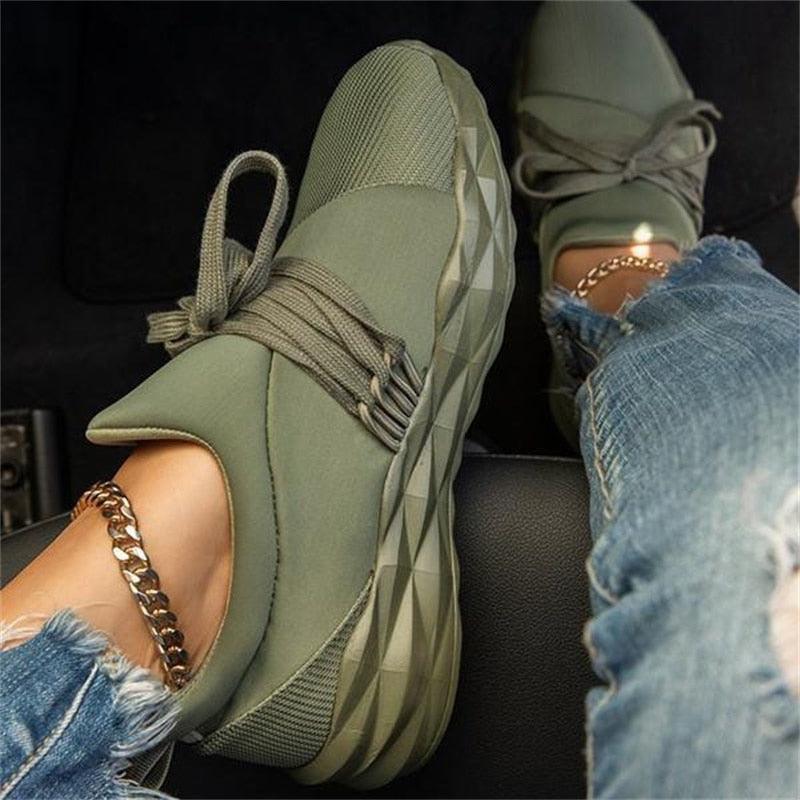 Womens Sneakers Casual Breathable Sport Shoes Autumn New Lace Up Vulcanized Sneakers Outdoor Walking Running Shoes Women Cushion Breathable Walking Tennis Sneakers