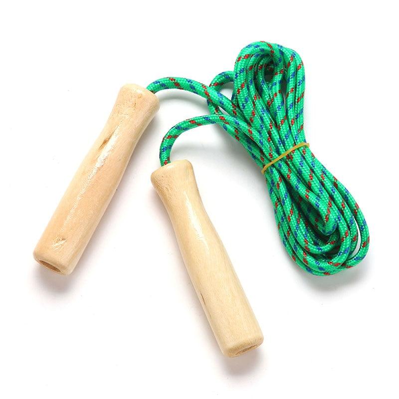 Wooden Handle Skipping Rope Adjustable Wooden Handle Cotton Braided Outdoor Fun Activity Playing Rope Wooden Grips Ideal For Workout Equipment School Supplies 2.5M