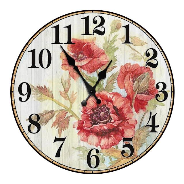 Wooden Wall Clock 10 Inch Silent Non Ticking Quartz Wall Clock 10 Inch Silent Non-Ticking Wooden Wall Clocks Battery Operated Country Retro Rustic Style Decorative for Living Room Kitchen  Retro Fashion Wood Wall Clock Decorative for Living Room Kitchen