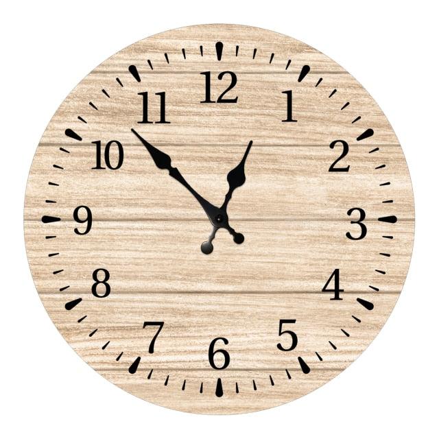 Wooden Wall Clock 10 Inch Silent Non Ticking Quartz Wall Clock 10 Inch Silent Non-Ticking Wooden Wall Clocks Battery Operated Country Retro Rustic Style Decorative for Living Room Kitchen  Retro Fashion Wood Wall Clock Decorative for Living Room Kitchen