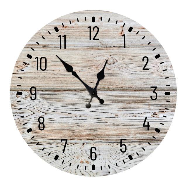 Wooden Wall Clock 10 Inch Silent Non Ticking Quartz Wall Clock 10 Inch Silent Non-Ticking Wooden Wall Clocks Battery Operated Country Retro Rustic Style Decorative for Living Room Kitchen  Retro Fashion Wood Wall Clock Decorative for Living Room Kitchen