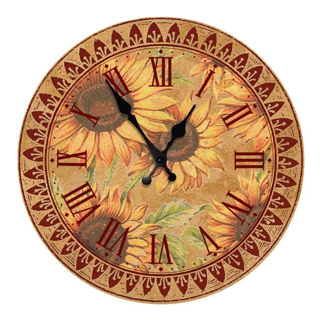 Wooden Wall Clock 10 Inch Silent Non Ticking Quartz Wall Clock 10 Inch Silent Non-Ticking Wooden Wall Clocks Battery Operated Country Retro Rustic Style Decorative for Living Room Kitchen  Retro Fashion Wood Wall Clock Decorative for Living Room Kitchen