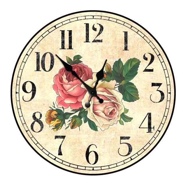 Wooden Wall Clock 10 Inch Silent Non Ticking Quartz Wall Clock 10 Inch Silent Non-Ticking Wooden Wall Clocks Battery Operated Country Retro Rustic Style Decorative for Living Room Kitchen  Retro Fashion Wood Wall Clock Decorative for Living Room Kitchen