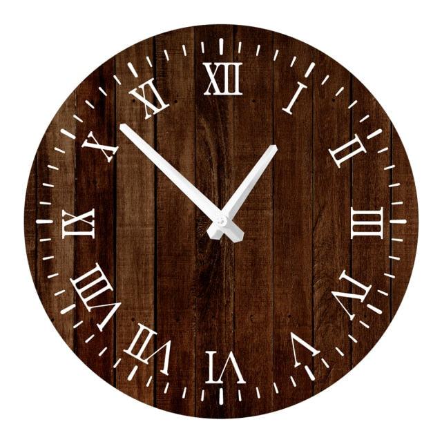 Wooden Wall Clock 10 Inch Silent Non Ticking Quartz Wall Clock 10 Inch Silent Non-Ticking Wooden Wall Clocks Battery Operated Country Retro Rustic Style Decorative for Living Room Kitchen  Retro Fashion Wood Wall Clock Decorative for Living Room Kitchen