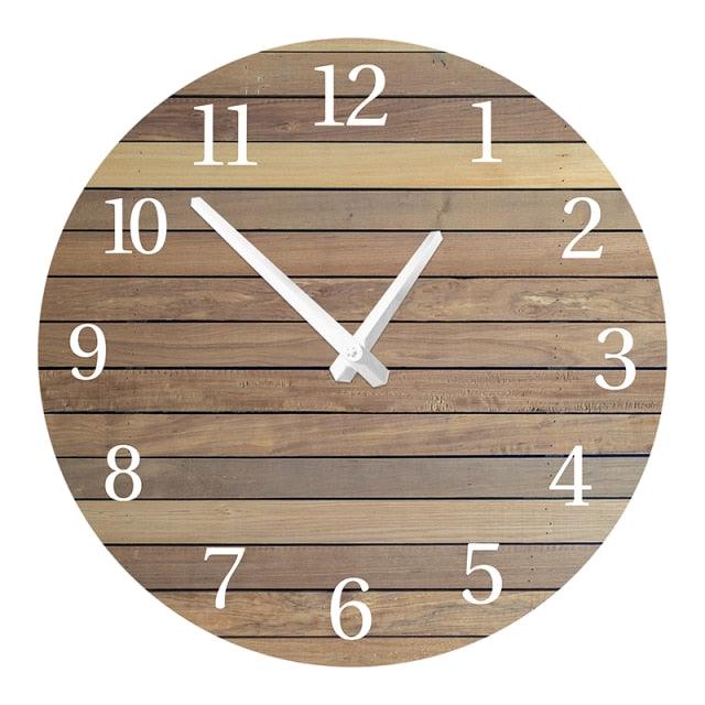 Wooden Wall Clock 10 Inch Silent Non Ticking Quartz Wall Clock 10 Inch Silent Non-Ticking Wooden Wall Clocks Battery Operated Country Retro Rustic Style Decorative for Living Room Kitchen  Retro Fashion Wood Wall Clock Decorative for Living Room Kitchen